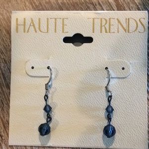 Dangling Dark Amethyst Crystal Pierced Earrings